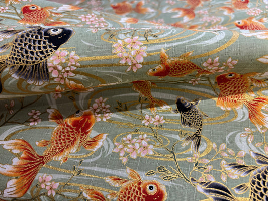 Canvas Koi Gold Metallic Salbei KOKKA