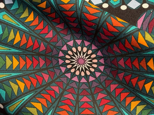Baumwollstoff Bunte Rosette Stained Glass
