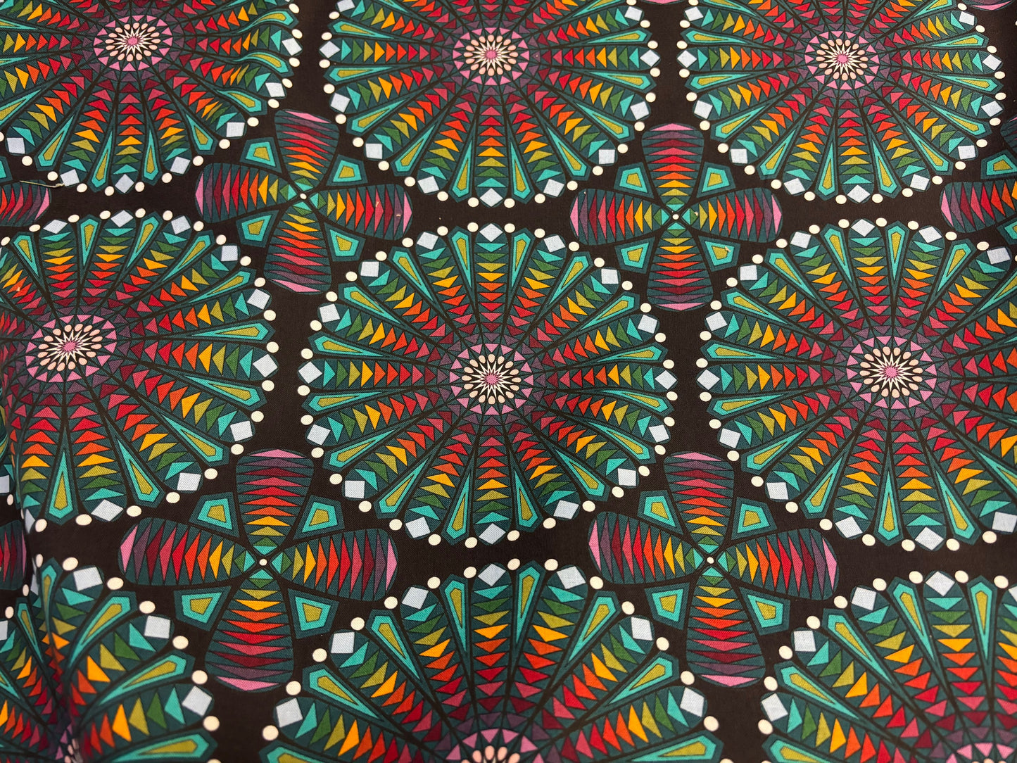 Baumwollstoff Bunte Rosette Stained Glass