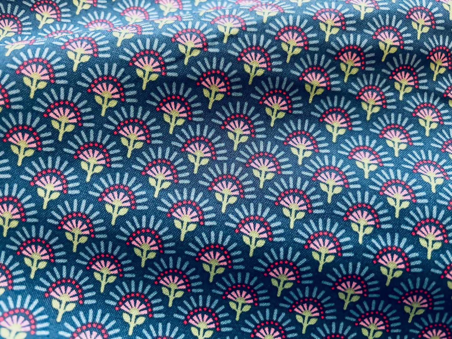 Baumwollstoff Whimsy Blumenornamente Blau