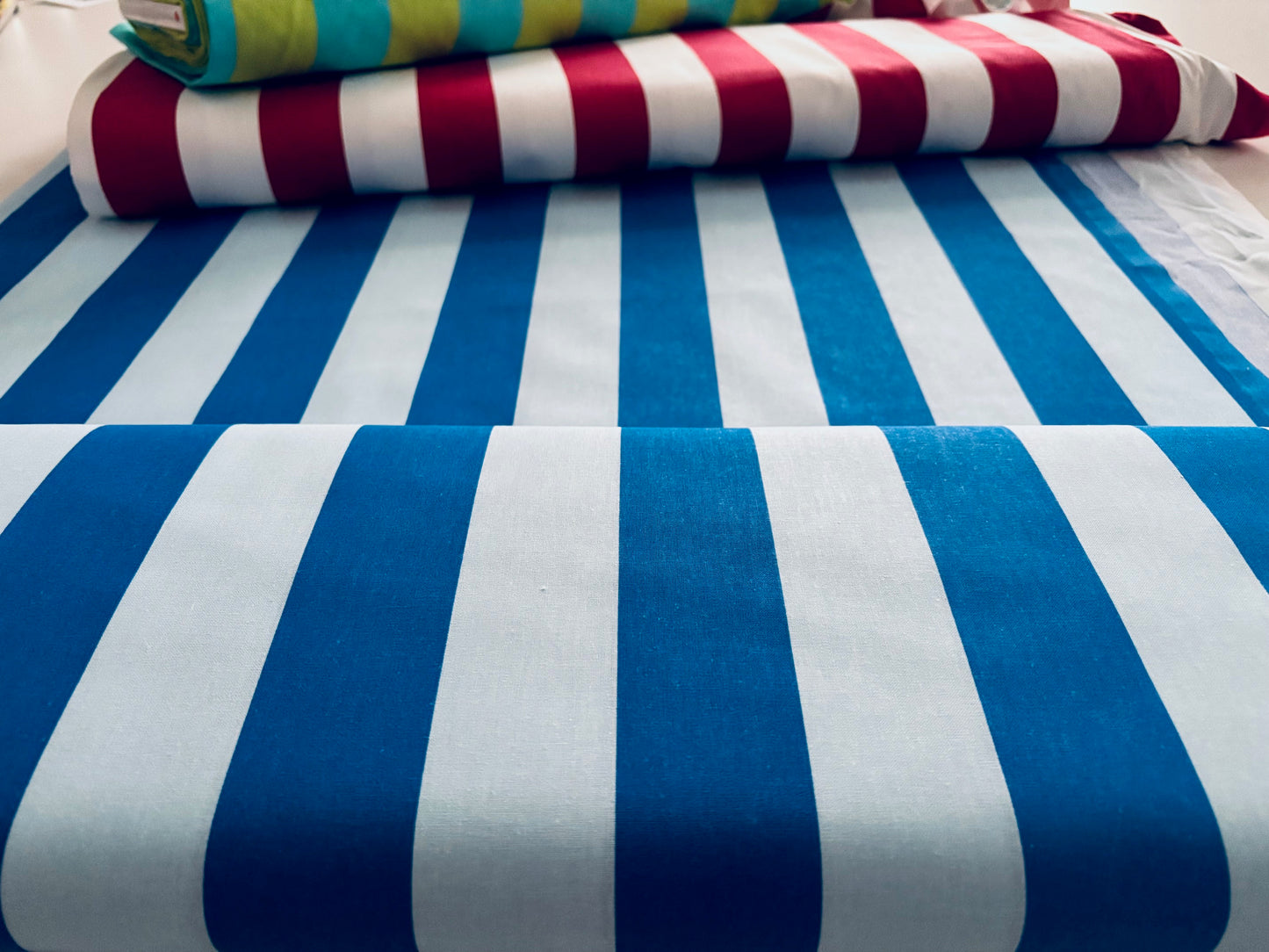 Baumwolle/Cretonne Blockstreifen Kobaltblau/Hellblau