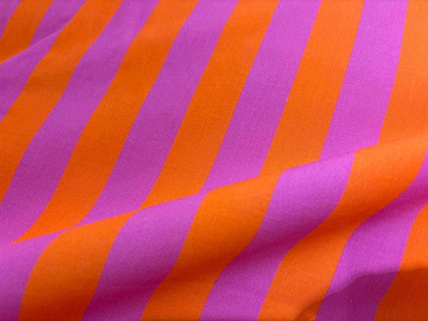 Baumwollstoff Schmale Blockstreifen Pink/Orange