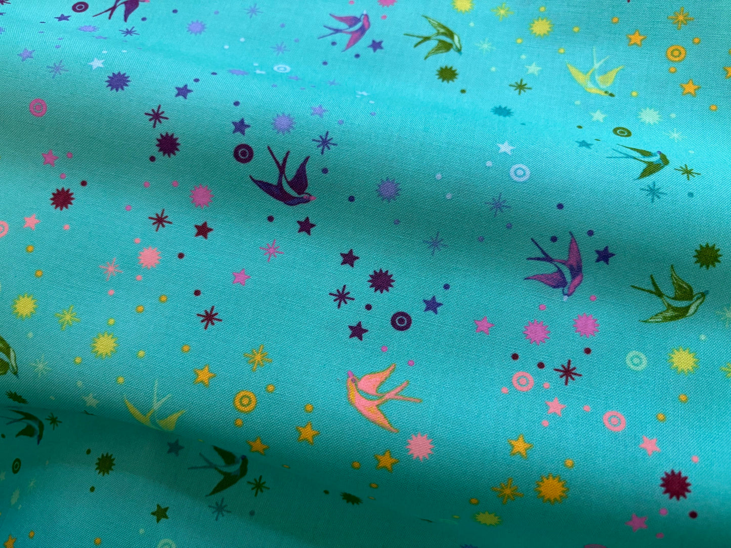 Baumwollstoff Fairy Dust Schwalben Mint