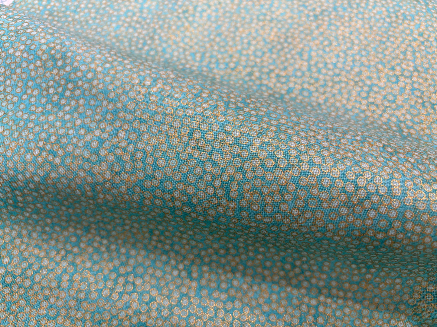 Baumwollstoff Shimmer Mint Gold metalic