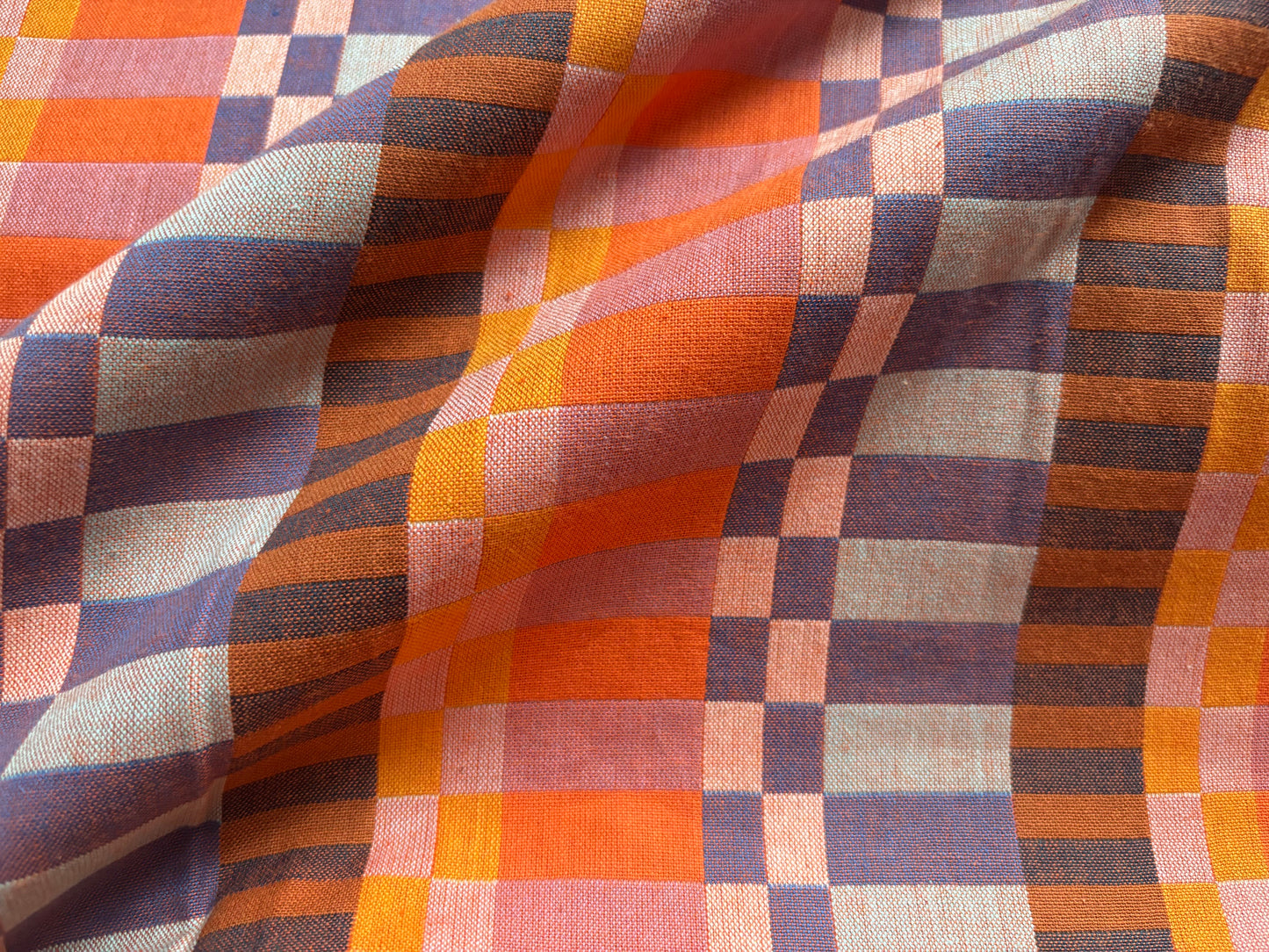 Baumwollwebstoff Karos Orange/Violett Fableism
