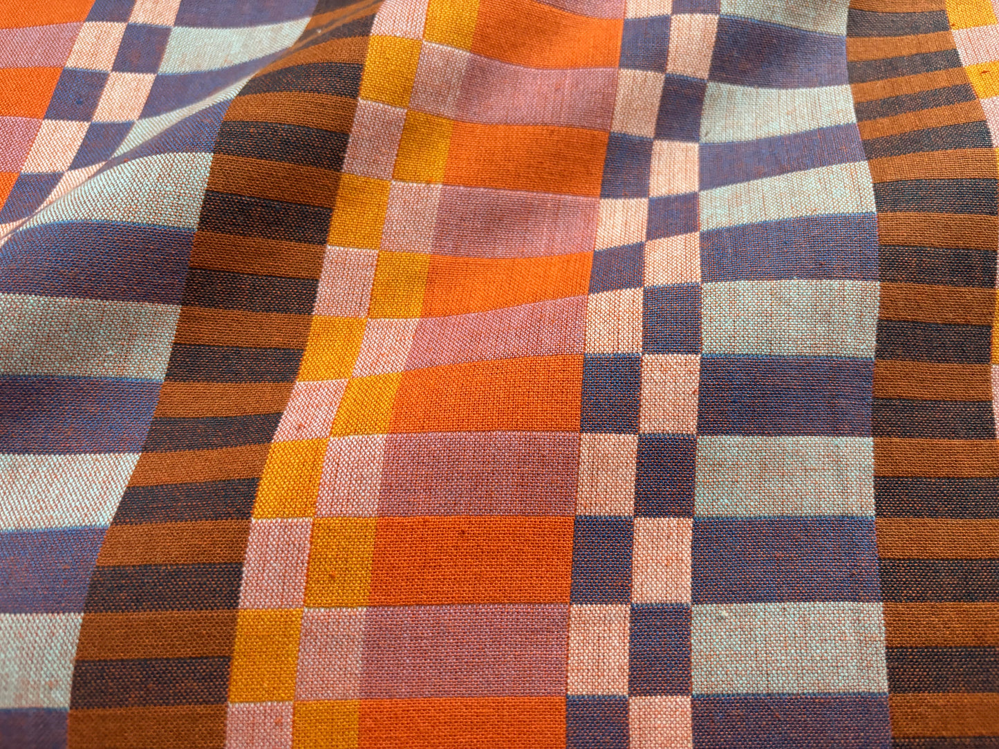 Baumwollwebstoff Karos Orange/Violett Fableism