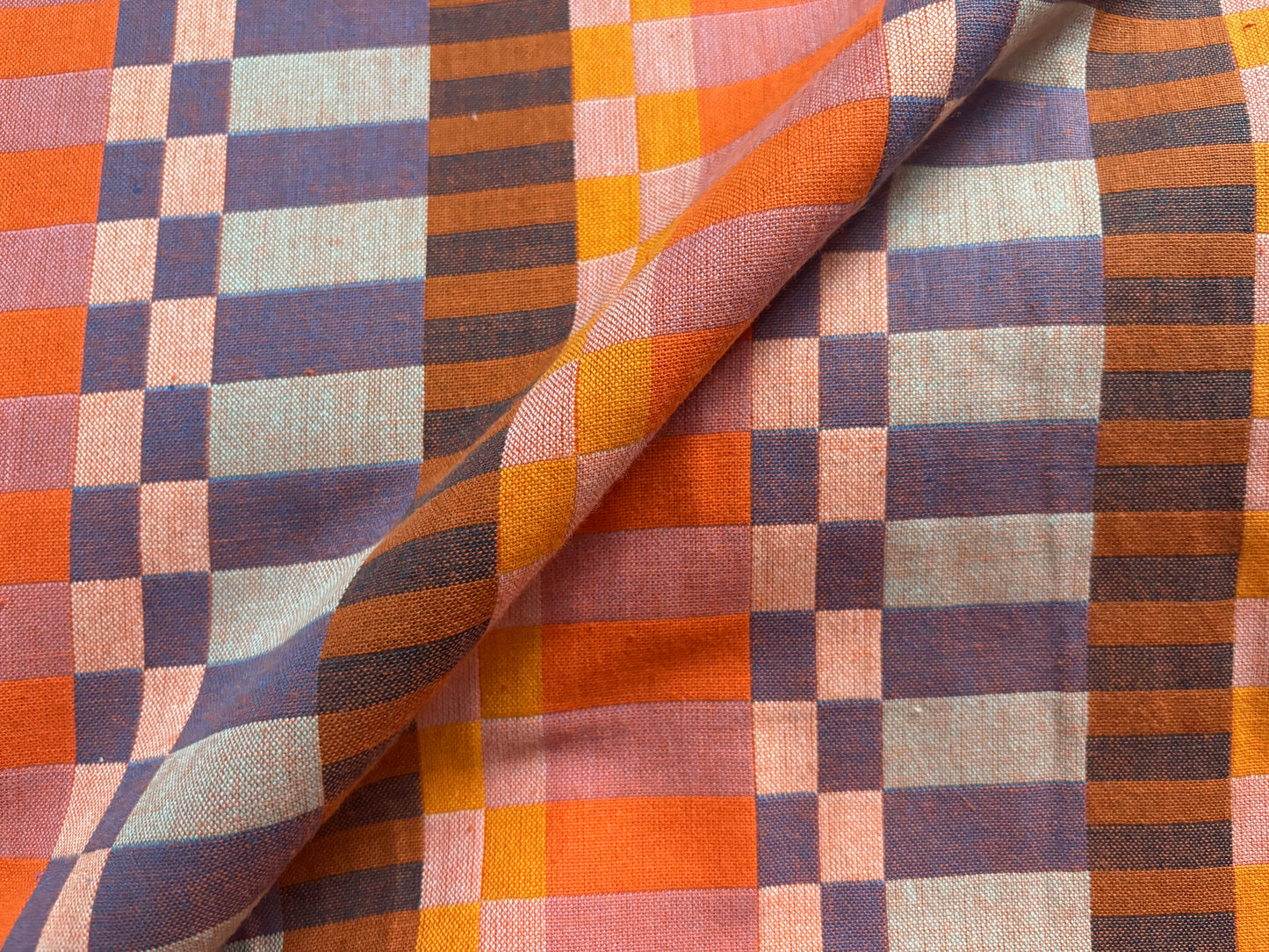 Baumwollwebstoff Karos Orange/Violett Fableism