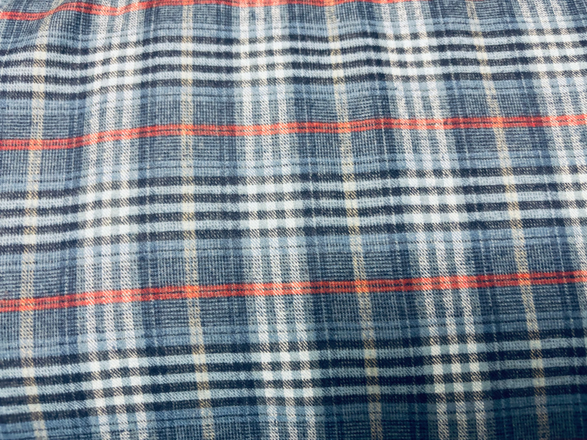 Baumwoll-Flanell Karo Grau/Blau
