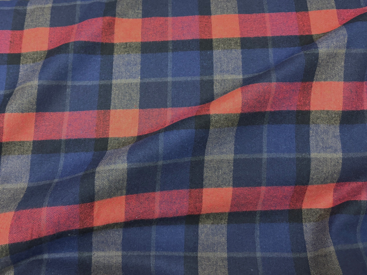 Baumwoll-Flanell Karo Rot/Dunkelblau
