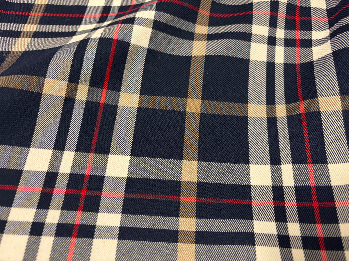 Tartan Schottenkaro Dunkelblau/Weiß/Rot