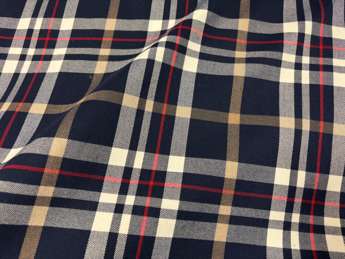 Tartan Schottenkaro Dunkelblau/Weiß/Rot