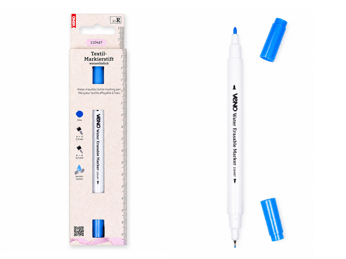 VENO Textil-Markierstift Blau wasserlöslich