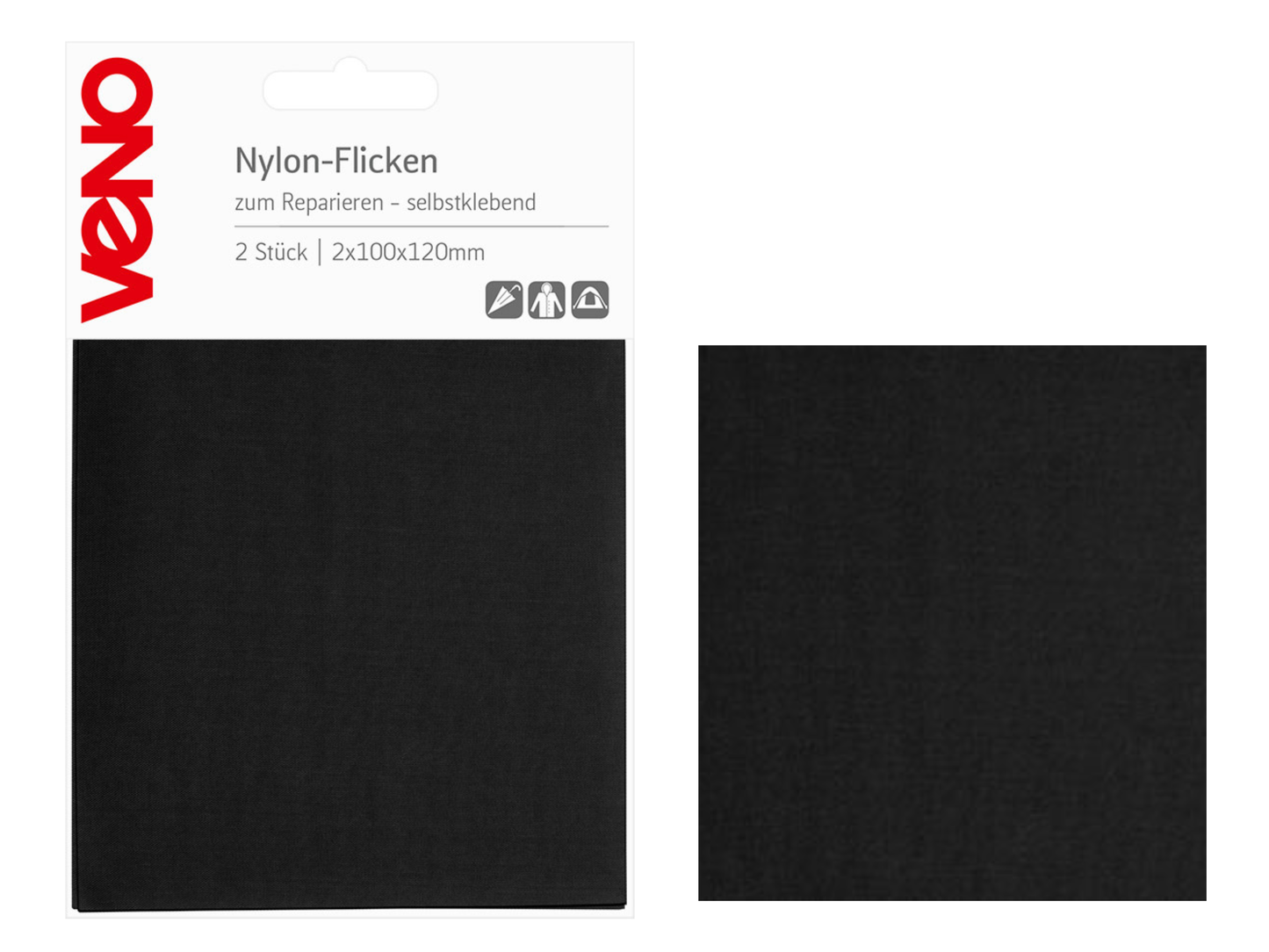 VENO Nylon Flickstoff Schwarz