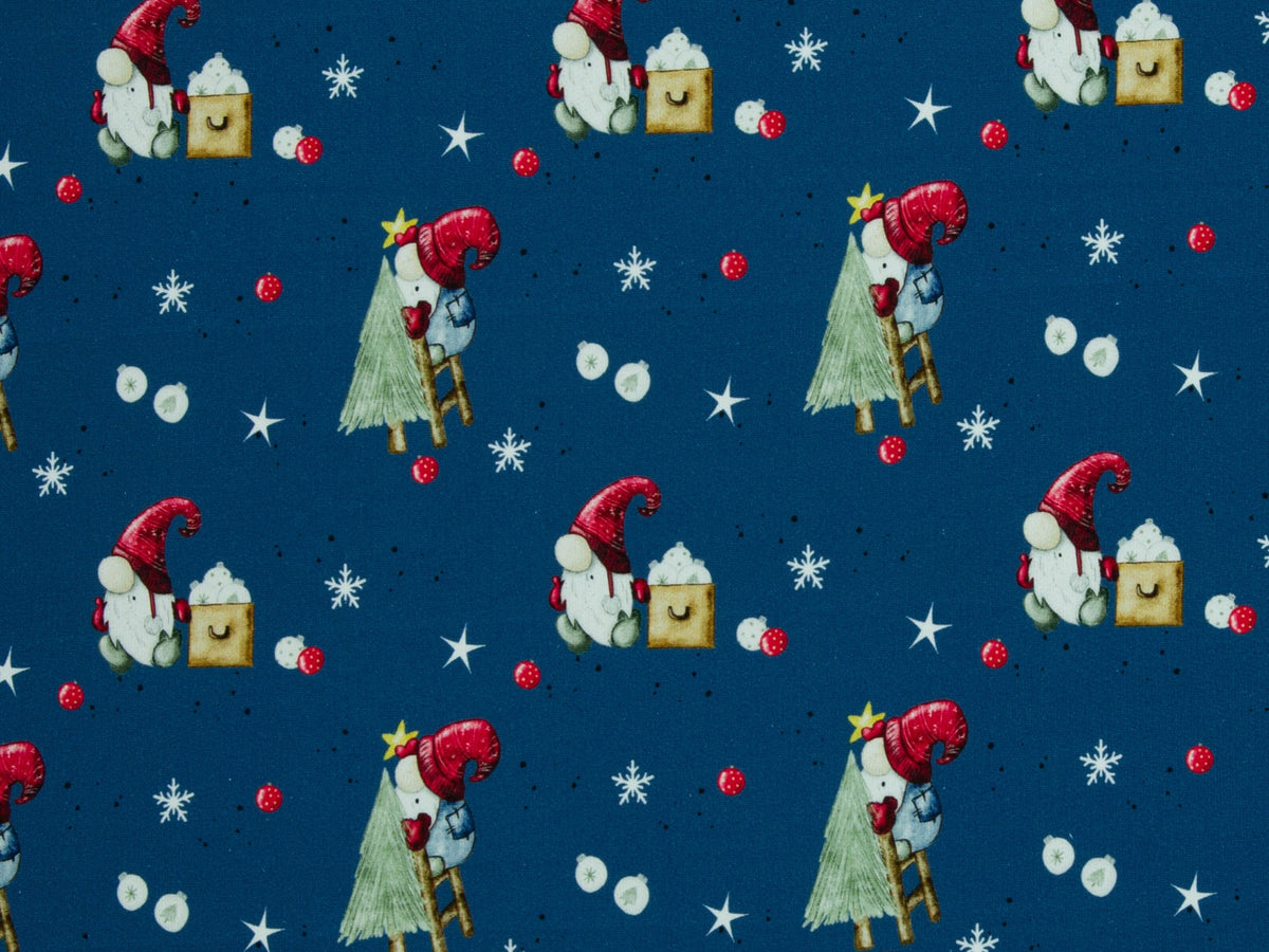 Sweatshirtstoff Weihnachtswichtel Blau