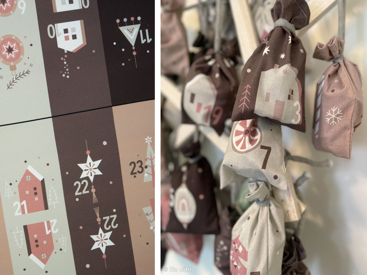 Adventskalender 24 Säckchen Stoffpanel