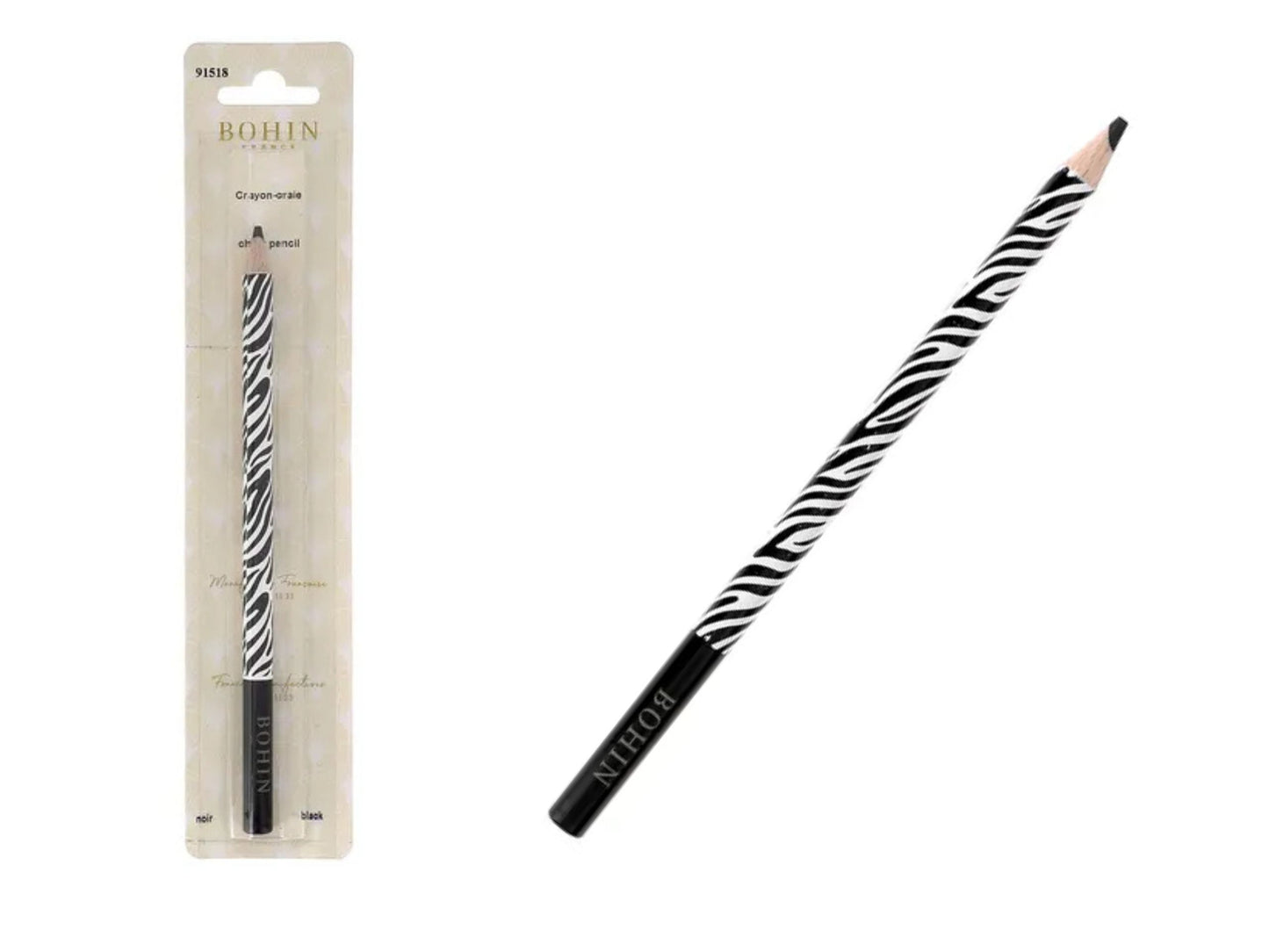 BOHIN Schwarzer Kreidestift Zebra auswaschbar