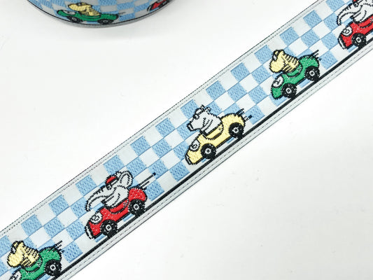 Webband Autorennen mit Elefanten