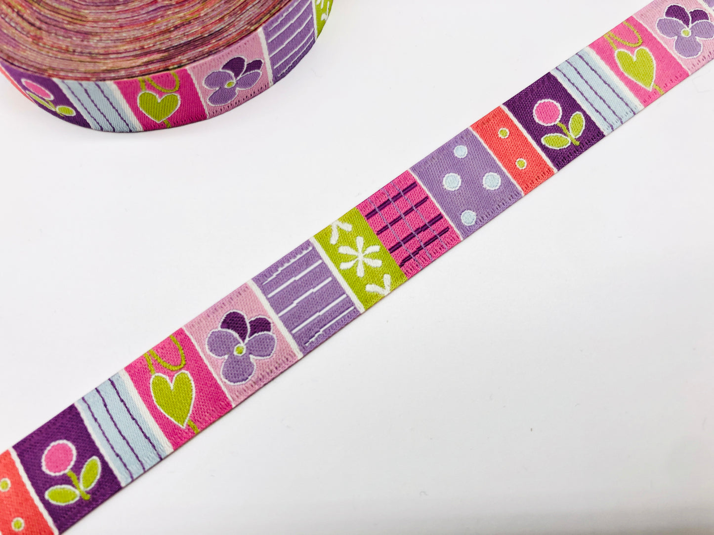 Webband Musterstreifen Rosa Violett