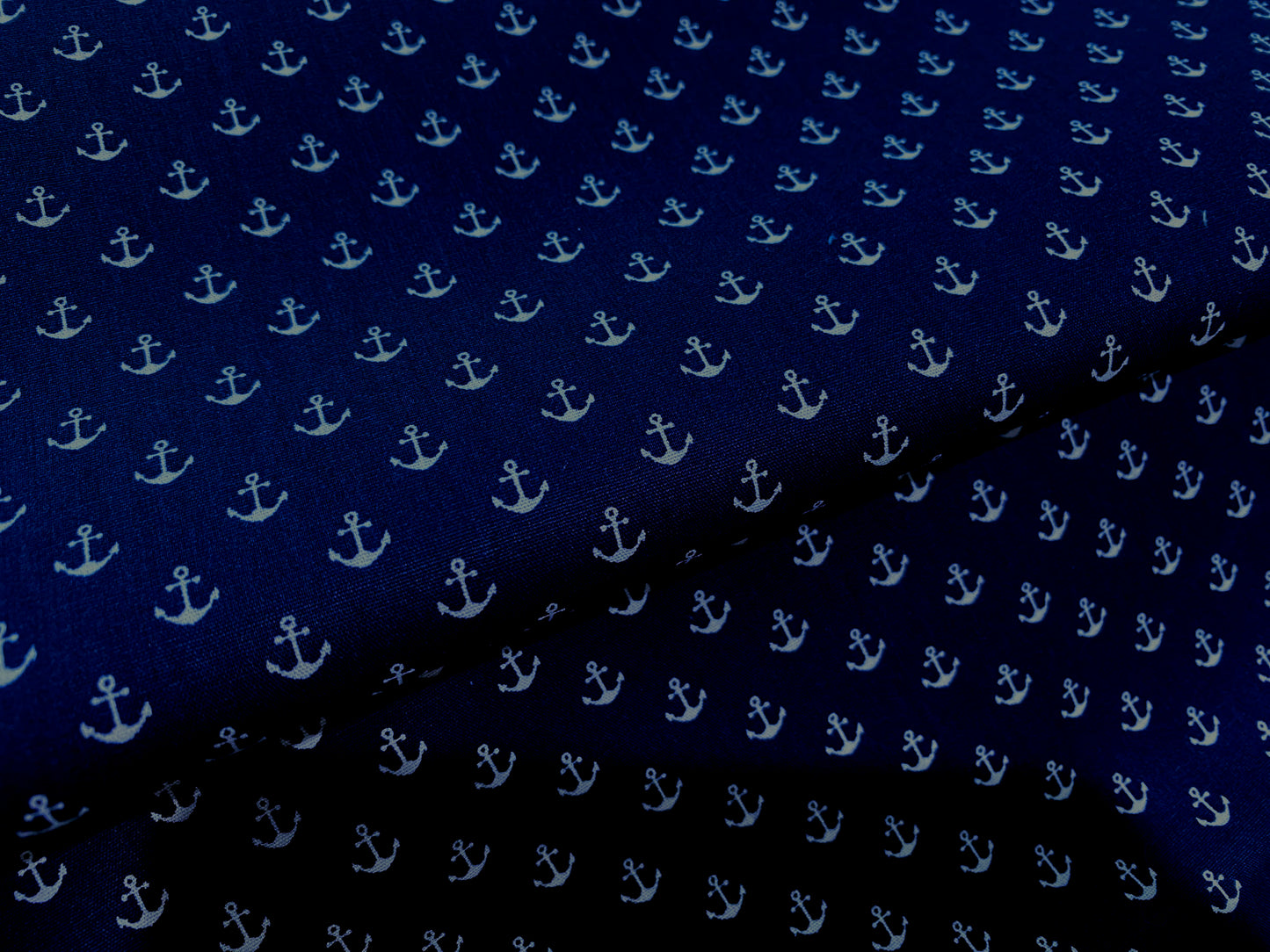 Baumwollstoff Anker in Weiß auf