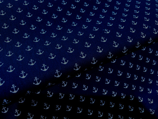 Baumwollstoff Anker in Weiß auf