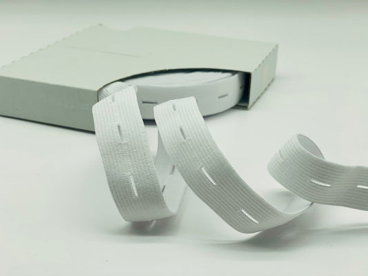 Elastisches Knopflochgummiband Weiß 18 mm