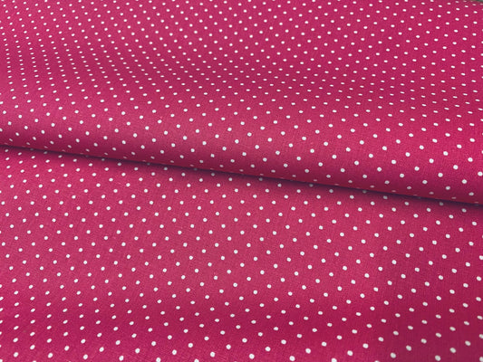 Baumwollstoff Pünktchen Weiß auf Pink