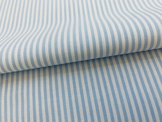 Baumwollstoff Streifen Hellblau 3 mm