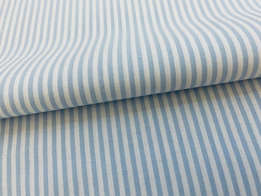 Baumwollstoff Streifen Hellblau 3 mm