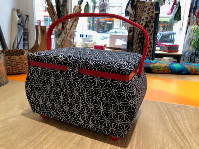 Nähkorb L Japan Nachtblau/Rot