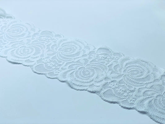 Elastische Spitzenbordüre Weiß