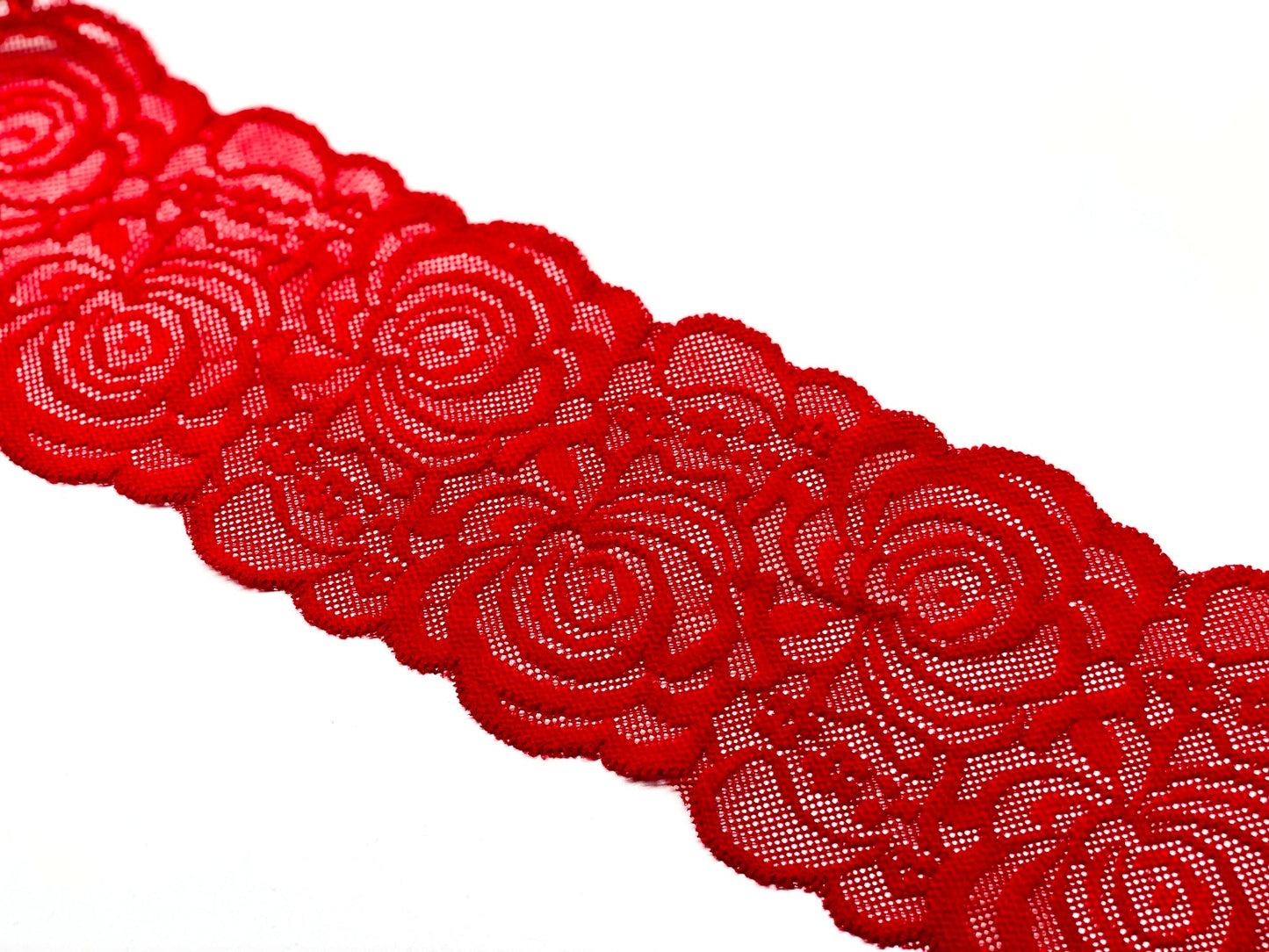 Elastische Spitzenbordüre 90 mm Rot