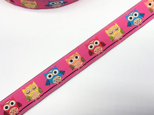 Webband Eulen Pink