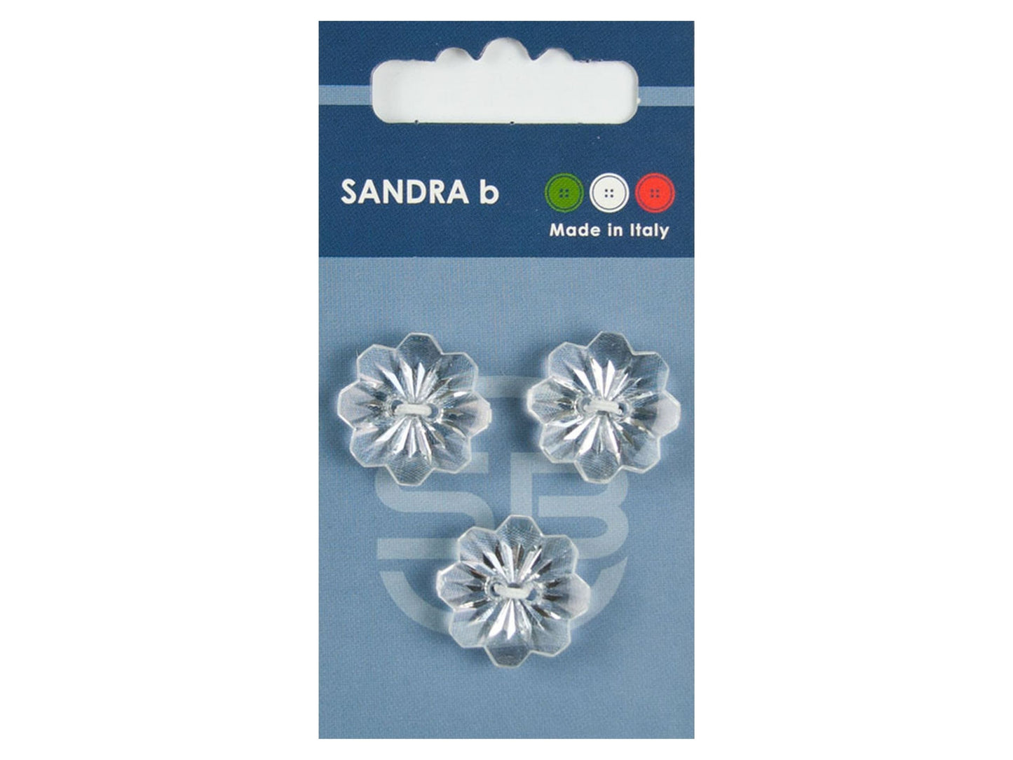 Knopf 2-Loch 19 mm transparent Blume