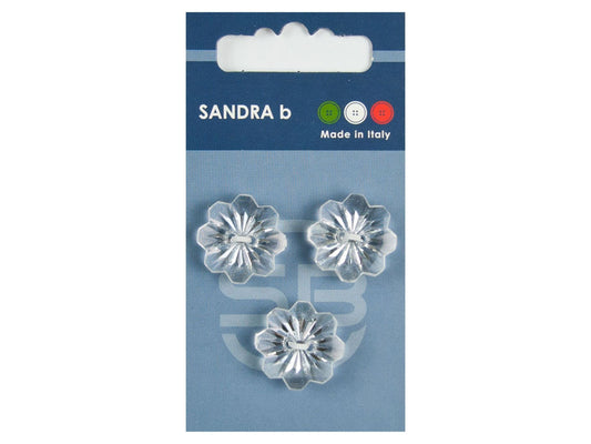 Knopf 2-Loch 19 mm transparent Blume