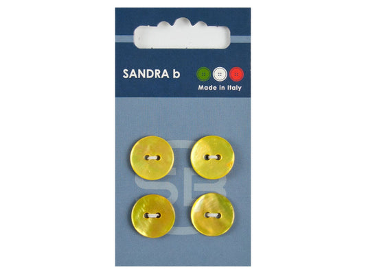 Knopf 2-Loch 15 mm gelb Perlmutt