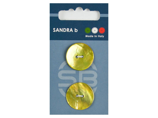 Knopf 2-Loch 23 mm gelb Perlmutt