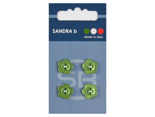 Knopf 4-Loch 12,5 mm grün Blume