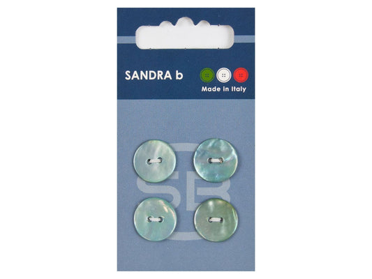 Knopf 2-Loch 15 mm hellblau Perlmutt