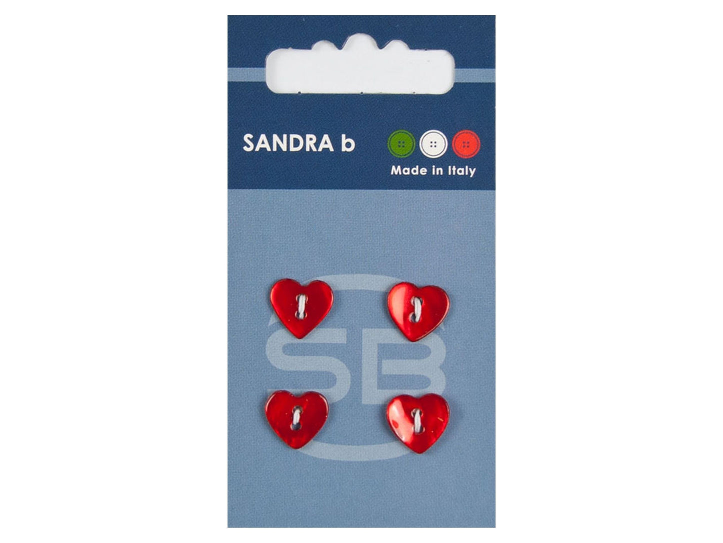 Knopf 2-Loch 11 mm rot Perlmutt Herz