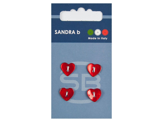 Knopf 2-Loch 11 mm rot Perlmutt Herz