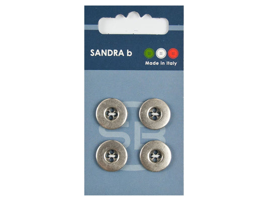 Knopf 4-Loch 15 mm Silber Metall