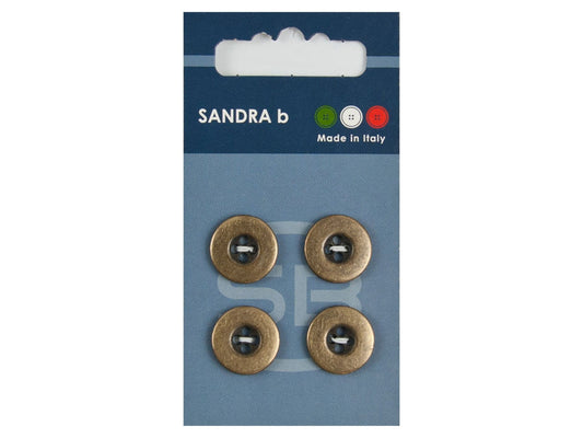 Knopf 4-Loch 15 mm Altgold Metall