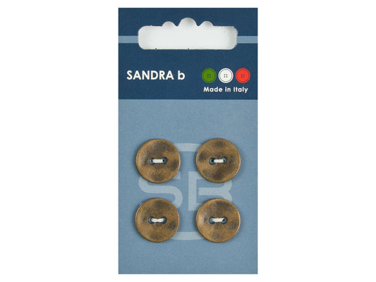 Knopf 2-Loch 15 mm Altgold Metall