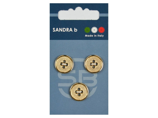 Knopf 4-Loch 15 mm gold Metall