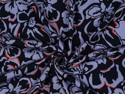 Viskose Lenzing™ EcoVero™ Flowers Blau