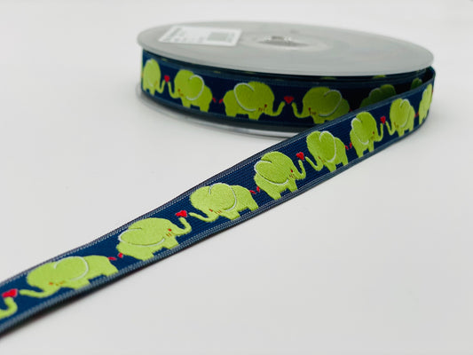 Webband Elefanten Blau Grün