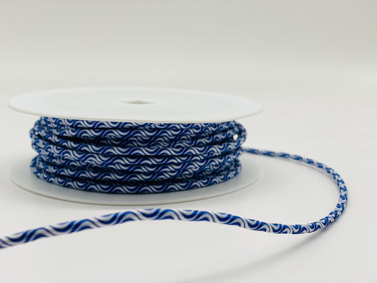 Gummikordel Wave Blau Weiß gemustert