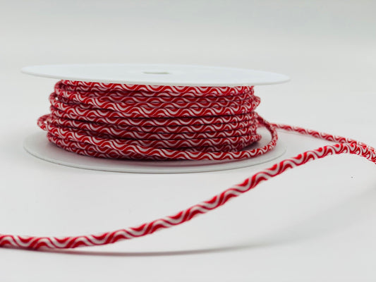 Gummikordel Wave Rot Weiß gemustert