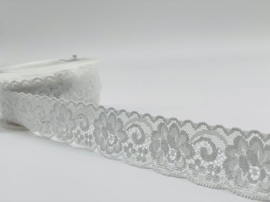 Elastische Spitzenbordüre Weiß
