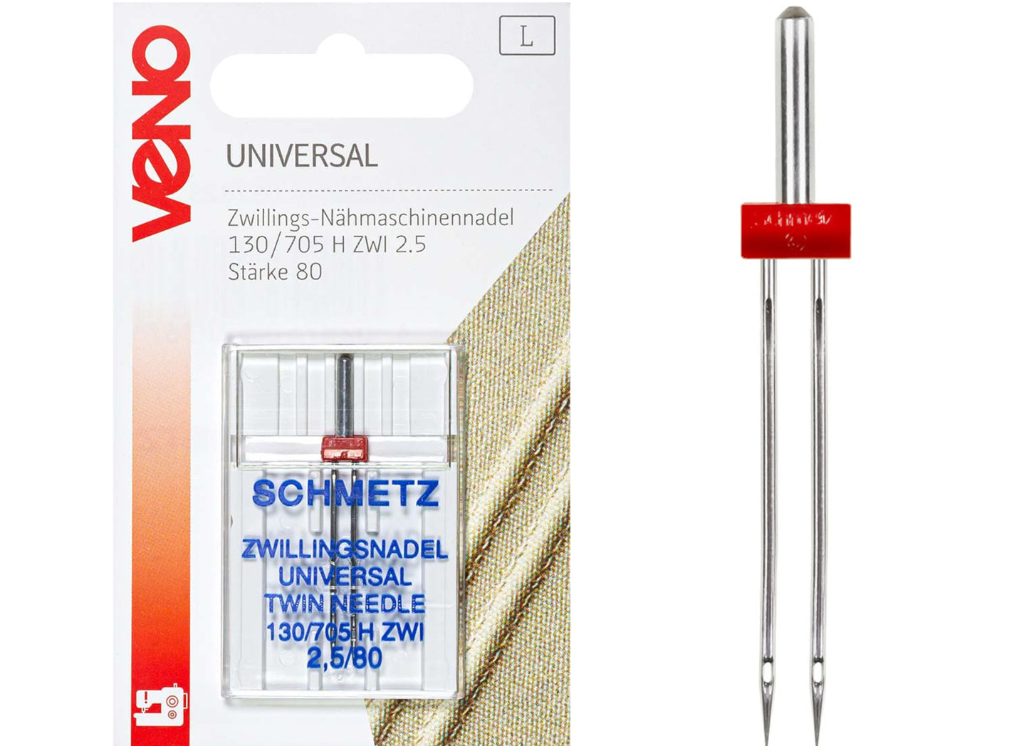 Zwillings-Nähmaschinennadel Universal  2,5/80